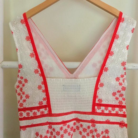 Coral White Lace Eyelet Mini Dress - Picture 3 of 5